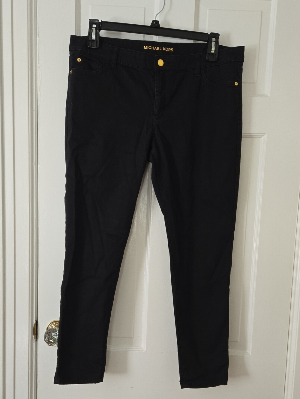 Michael Kors Black Skinny Jeans with Gold Accent